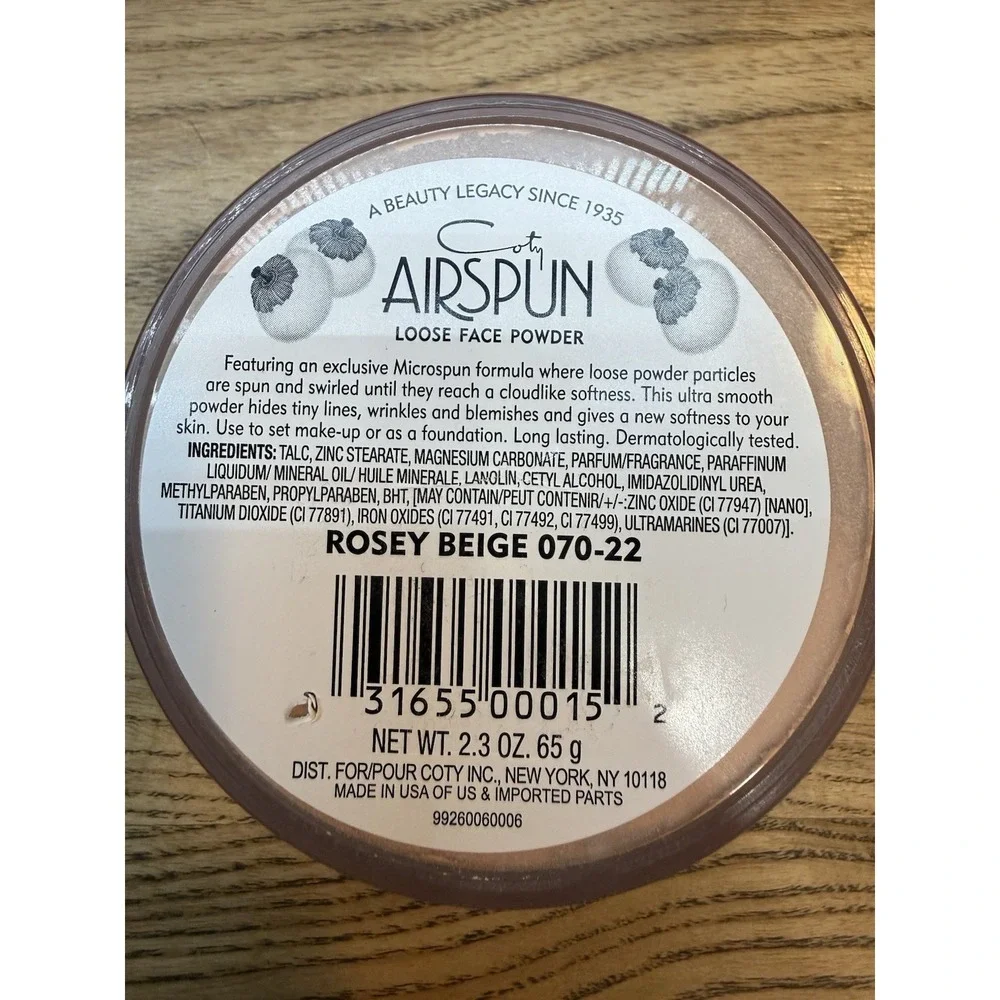 Coty Airspun Loose Face Powder Rosey Rosy Beige 070-22 Original‎ Formula 2.3 oz